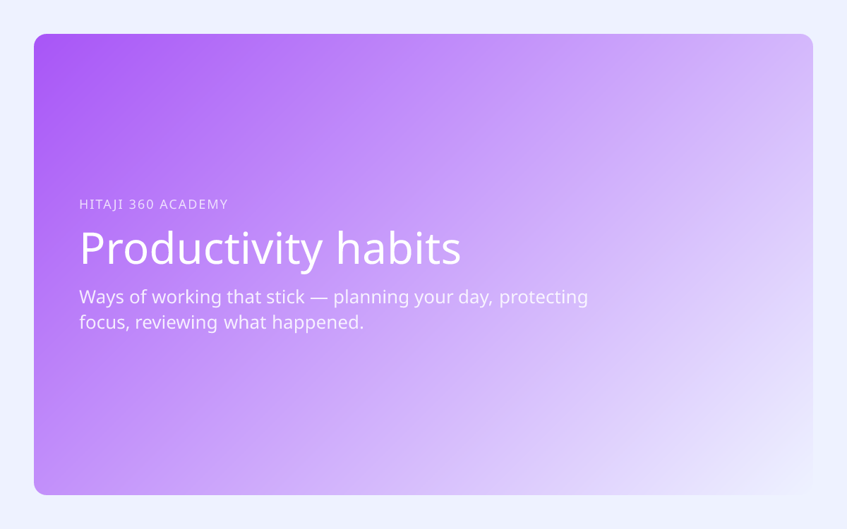 An illustration of Productivity habits in Hitaji 360