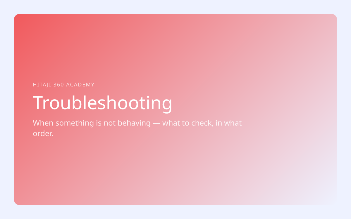 An illustration of Troubleshooting in Hitaji 360